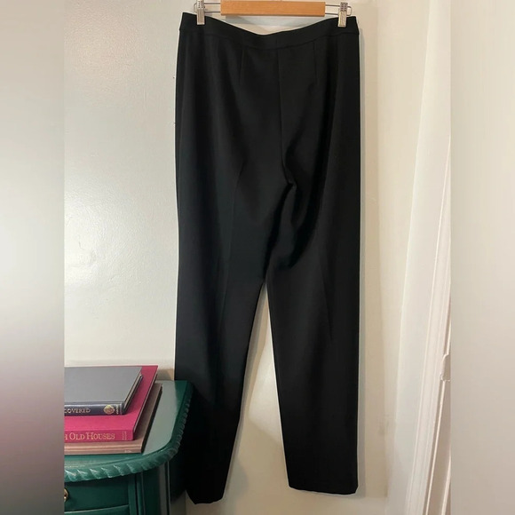 St John Caviar Wide Leg Black Dress High Rise Pants Women Sz 8 Cocktail Workwear - Picture 8 of 8